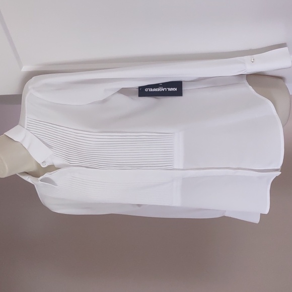 Karl Lagerfeld Classic White Button Down Tuxedo Shirt - Size XS /ECH/TP - Picture 4 of 11